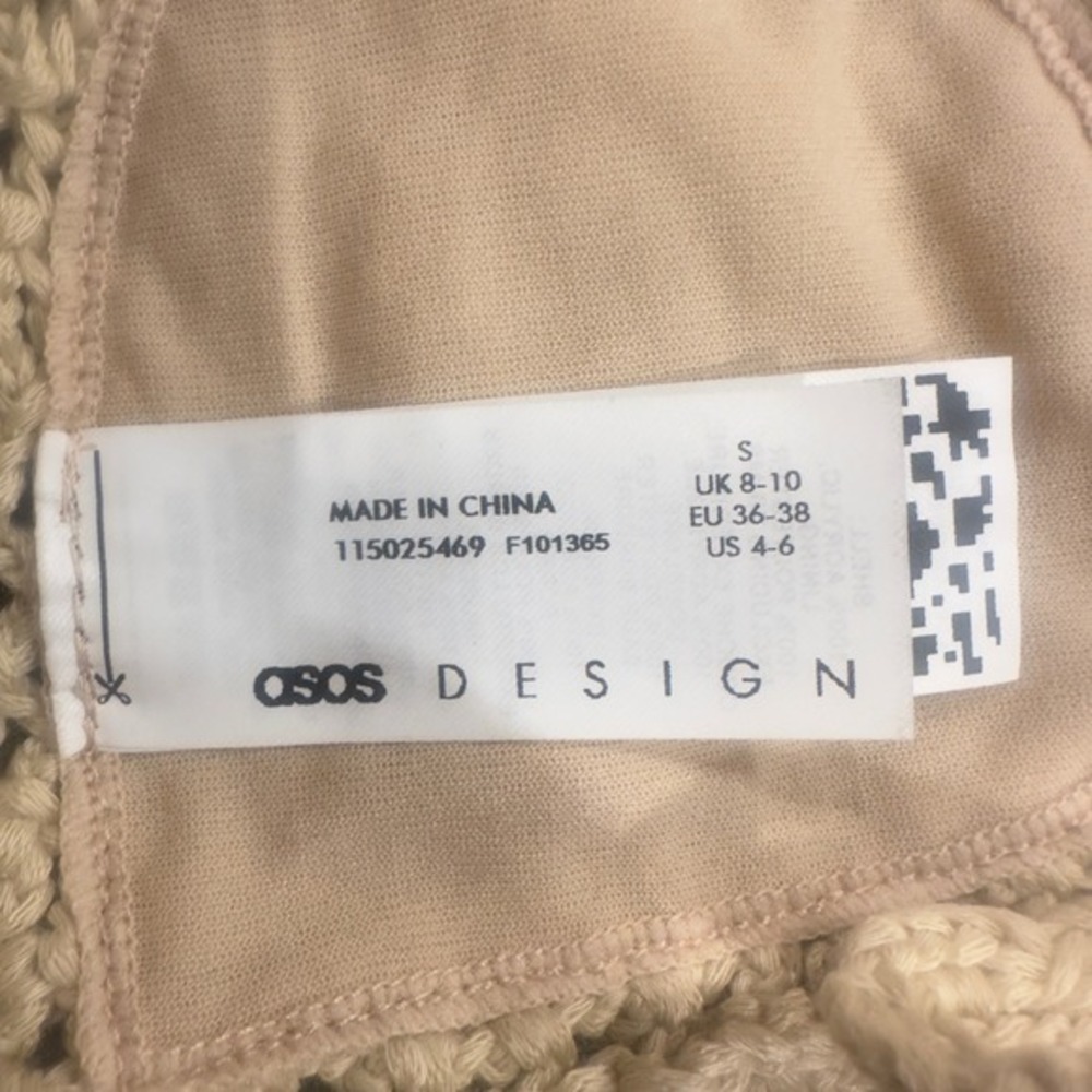 ASOS DESIGN Cream Crochet Halter Bikini Top Scalloped Boho Festival Size S (4-6) - Picture 4 of 4